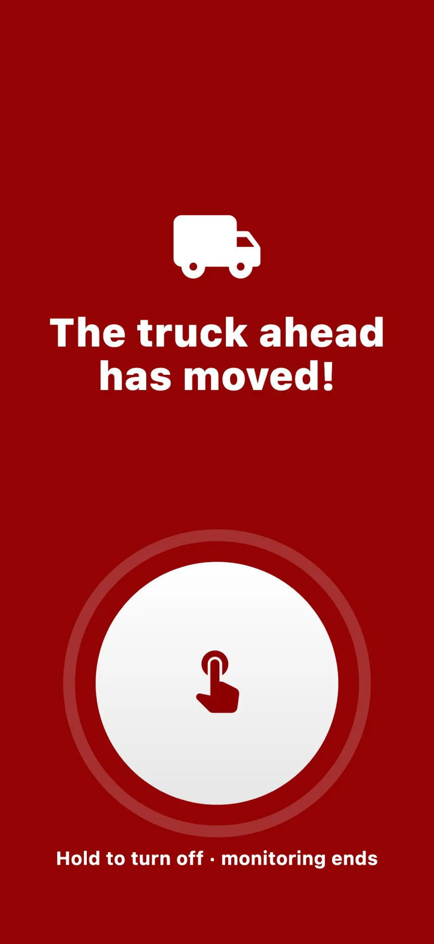Alarm screen: the truck ahead moved