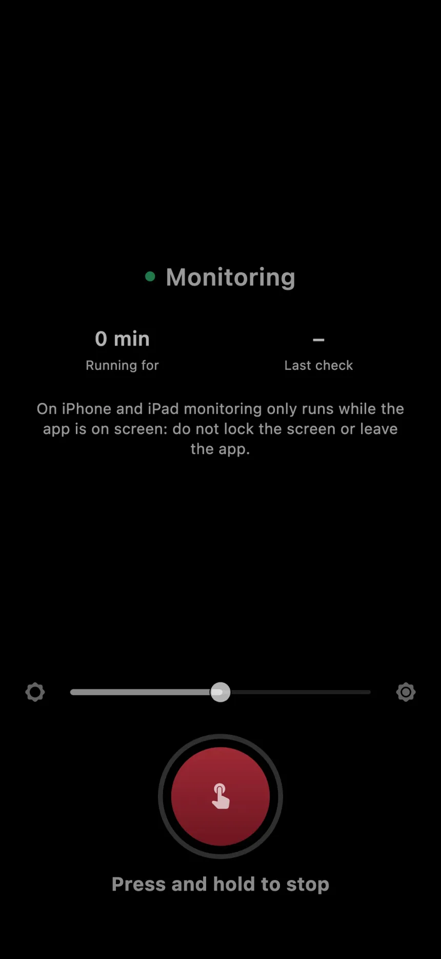 Monitoring screen: watching the truck ahead, duration and last check